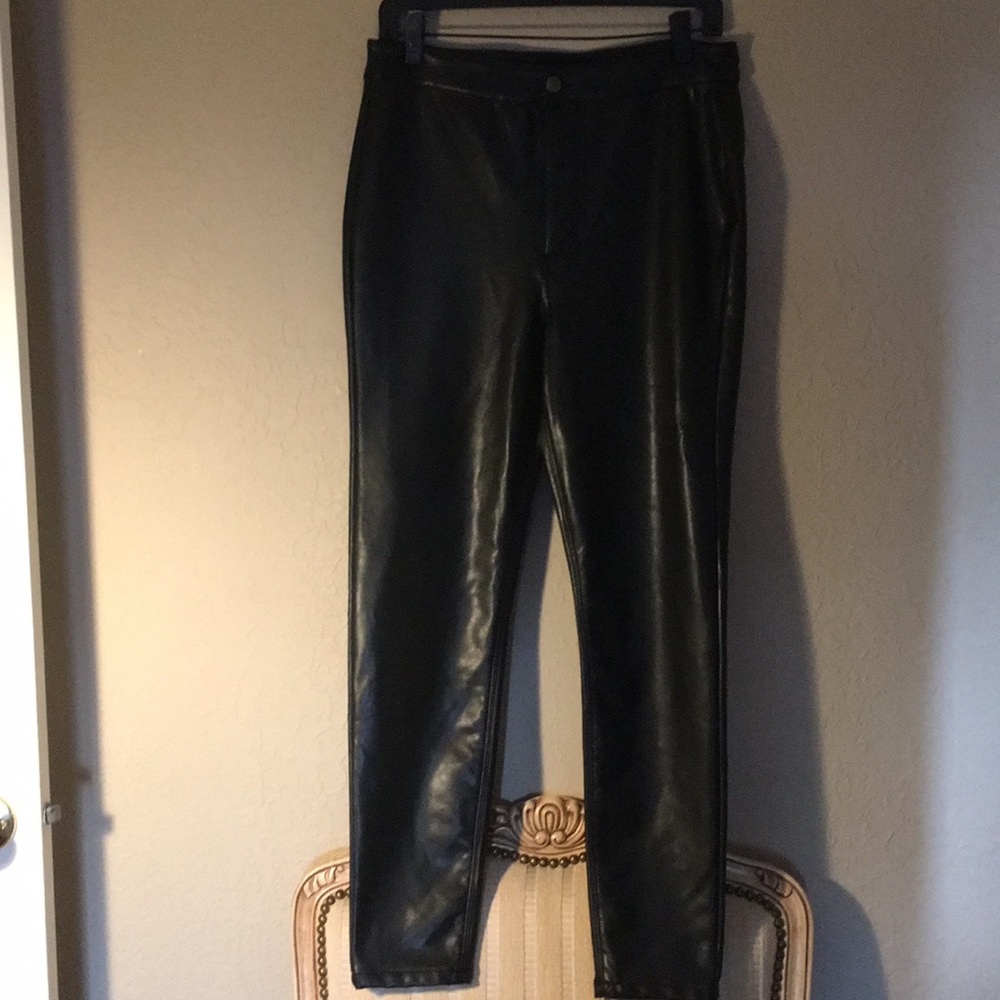 Black faux leather pants